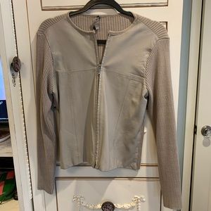 Cream leather jacket with sweater material